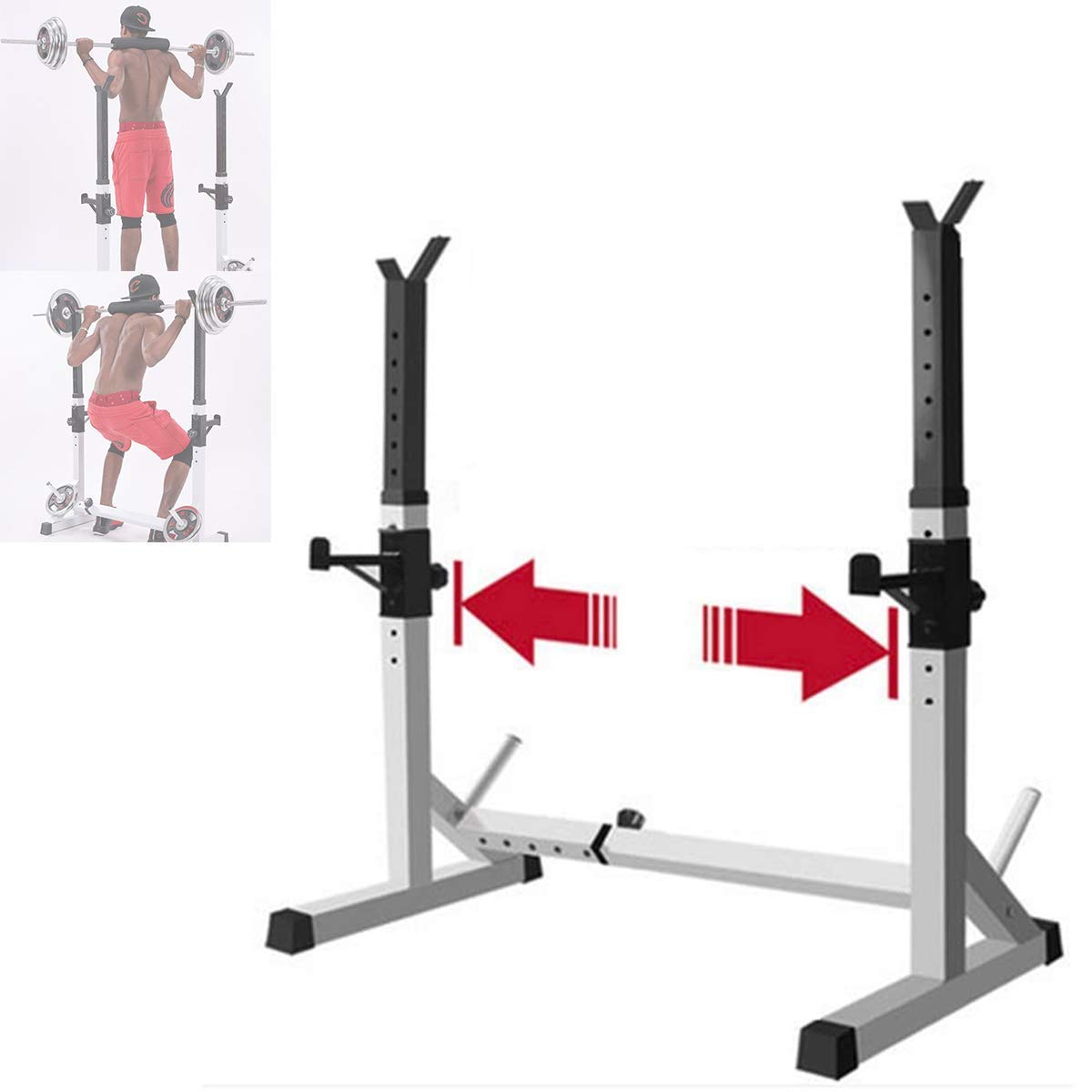 Supporto per Squat Multifunzione per Sollevamento Pesi, Palestra Domestica, Supporto per bilanciere Regolabile, Robusto e Durevole per l'allenamento in casa.