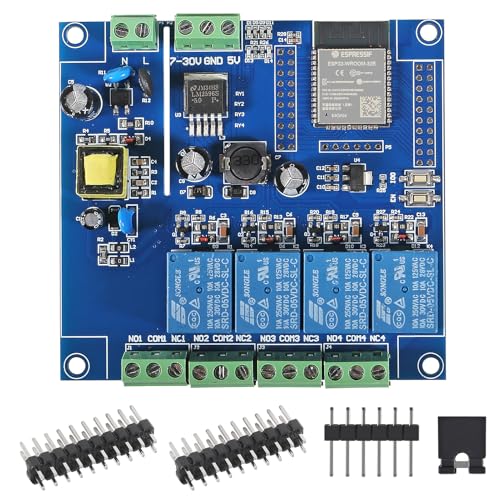 DORHEA ESP32 WiFi 4 Channel Relay Module ESP32-WROOM-32E 4 Channel Development Board AC/DC Power Supply Switch Controller Board for Arduino Smart Home Wireless Control