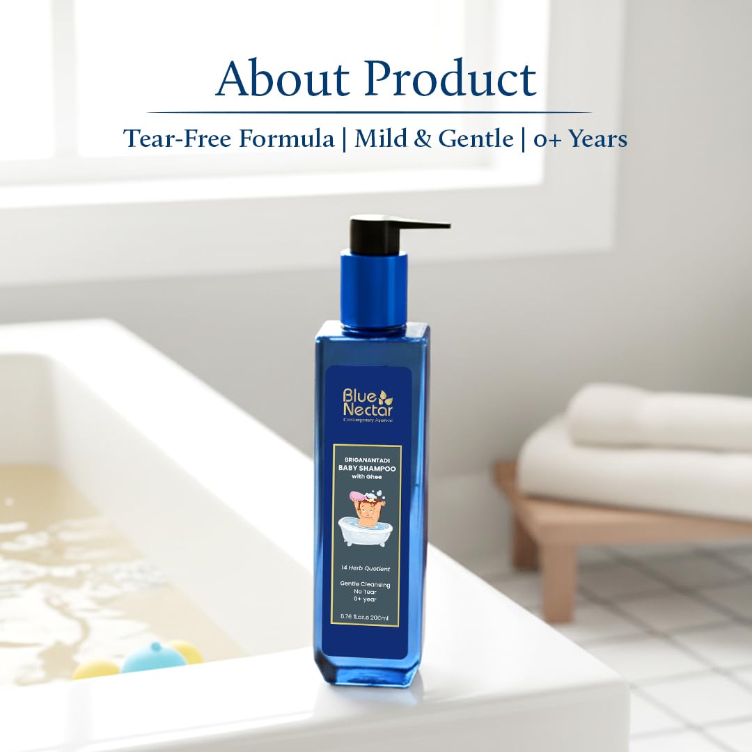 Blue Nectar Shampoo per bambini con gel naturale per la pulizia gentile, formula senza tear, 0 anni, per pelle asciutta e sensibile (200 ml, 14 erbe aromatiche)