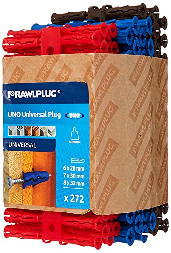 Rawlplug 68-635 Uno Plug Clip (Pack of 272) - Red / Brown / Blue