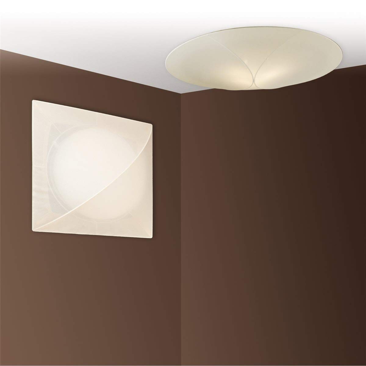 Deckenlampe Raja Stoffschirm Eckig EVG Energiesparlampe 60x60cm Stoff Schirm