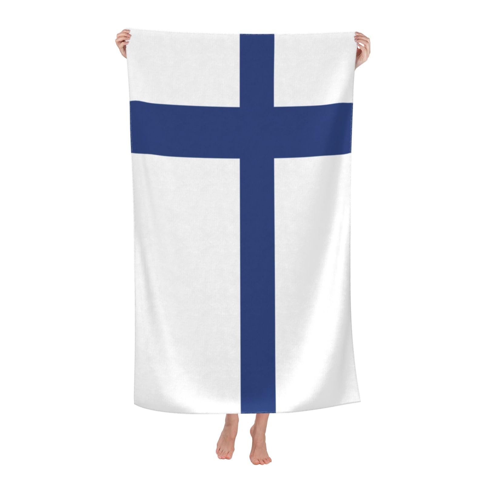 Oazcvbnn Women's White Finnish Flag Print Adult Beach Towel Summer Travel Pool Vacation Swimming Fitness Outdoor Adventures