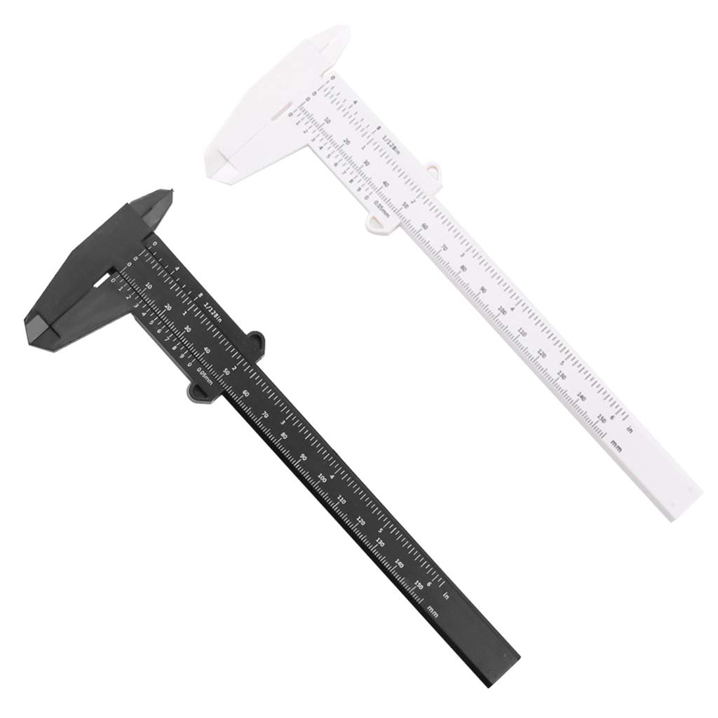 Aurgiarme Vernier Caliper with Clear Black Marking 150mm Plumbing Model Making Measure Tool Plastic for Woodworking Metalworking Knitting Yarn Holder