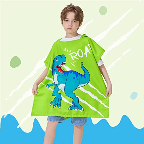 Wernnsai NL-DINOSAUR BATH TOWEL-G001-UK Dinosaur Kids Beach Towel - Hooded Towel Wrap 27 Inch X 27 Inch Kids Hooded Poncho Sand Free Beach Towel For Boys Bath Pool Quick Dry Soft Kids Bath Towel thumb #2