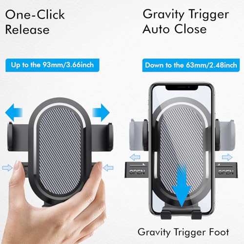 Image of One7 Car Phone Holder with Suction Cup | Adjustable Dashboard & Windshield Holder | One-Hand Operation Gravity Trigger | 360 Rotation + Extendable Arm | Fits Most Smartphones
