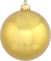 Vista 1 de Vickerman Esfera decorativa de Navidad de 2.75 pulgadas, acabado dorado brillante, plástico inastillable, resistente a los rayos UV, decoración