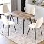 Wooden Table + Rounded Spoon Beige Velvet Chairs