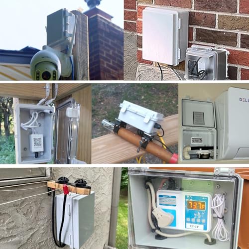 Image of Zulkit Junction Box IP67 Waterproof Electrical Box Hinged Clear Cover Stainless Steel Latch Plastic Enclosure for Project w Mounting Plate Wall Bracket and 2 Cable Gland 13.8 inchx9.8 inchx5.9 inch /350x250x150mm