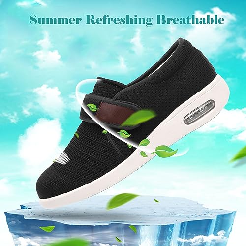 bumuam Diabetic Shoes Width Shoe for Elderly Women,Adjustable Closure for Arthritis Swollen Edema Plantar Fasciitis Swollen Feet Walking Shoes Men 6.5/Women 72