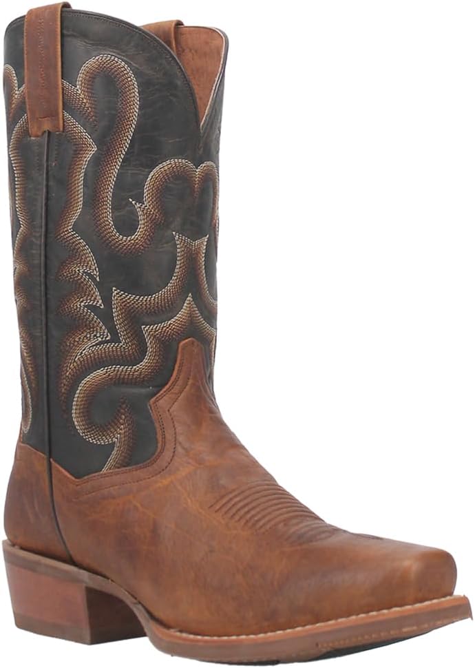 Dan Post Mens Richland Embroidered Square Toe Pull On Casual Boots Mid Calf - Brown - Image 2