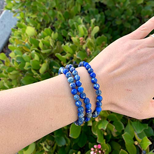 Adabele Real Natural Blue Impression Aqua Terra Sea Sediment Jasper Gemstone Beaded Bracelet 7 Inch Stretch Chakras Healing Crystal Stone Jewelry Gb6-A3 #TOP3