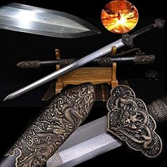 Boutique Nine Dragon Sword Waist Knife Hand Forged Pattern Steel Blade Sharp