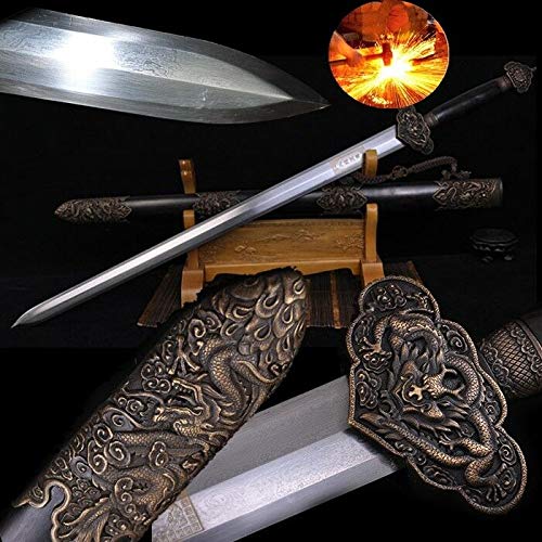 Boutique Nine Dragon Sword Waist Knife Hand Forged Pattern Steel Blade Sharp