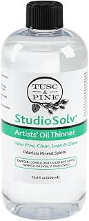 TuscPine StudioSolv Odorless Mineral Spirits 16.9oz - Purified Safe Oil Paint Thinner for Artists & Pros