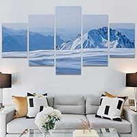 SIGNWIN 5 Panel Canvas Wall Art Snowy Tops for Home Decorations Ready to Hang - 60