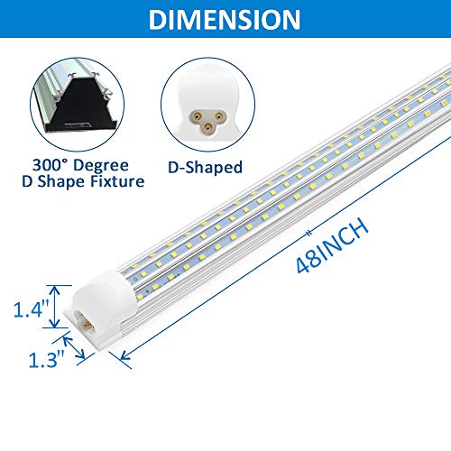 2FT LED Light Fixture, 24W 6500K Cool White 2680LM Super Bright T8 Integrated Fixture Under Cabinet and Utility Shop Light D-Shape Triple Rows Tube Corded Electric with Built-in ON/Off Switch (2 Pack)