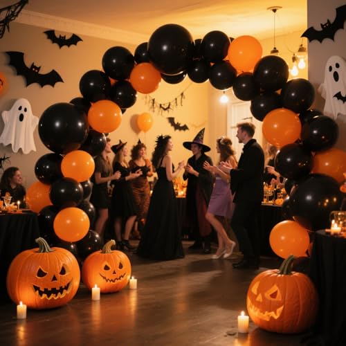 Black Balloon,145pcs Premium Black Latex Balloons Arch Kit Different Sizes 18 12 10 5 Inch,Balloon Garland Arch Kit for Graduation Anniversary Halloween Birthday Party Decoration - Image 4