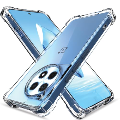 Image of Outlouders Back Cover for OnePlus 12R 5G Clear Transparent PC + TPU Bumper Case with Raised Edges for Shockproof Protection (Transparent)