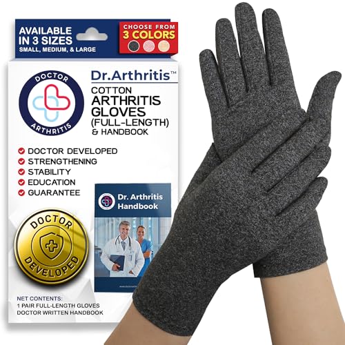 Doctor Developed Arthritis Compression Gloves & Doctor Handbook -Rheumatoid Arthritis Gloves For Pain Relief Support & Joint Comfort Compression Gloves For Women & Men