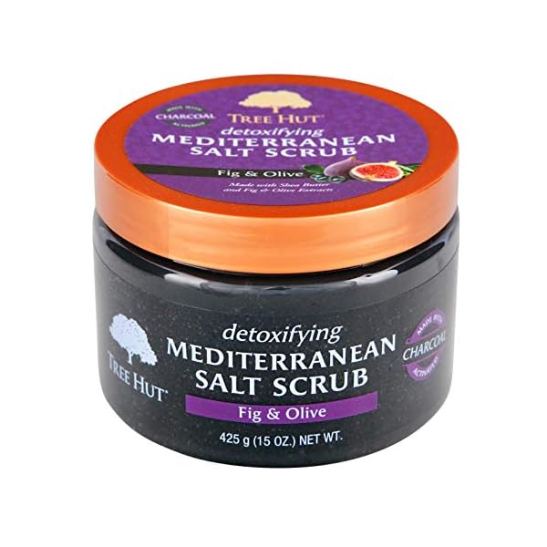 Tree Hut Detoxifying Mediterranean Salt Scrub Fig & Olive, 15oz, Ultra Hydrating and Exfoliating Scrub for Nourishing Essential Body Care