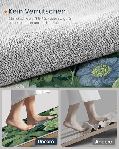 Tapis de salon antidérapant à poil ras doux vert olive - 6