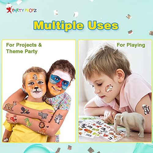Image of Party Propz Jungle Theme Decoration Kids Tattoos - Set of 10 Pcs | Jungle Theme Birthday Decoration | Temporary Tattoo Animal | Birthday Return Gift For Kids | Jungle Theme Return Gifts | kanchak Gift For Navratri