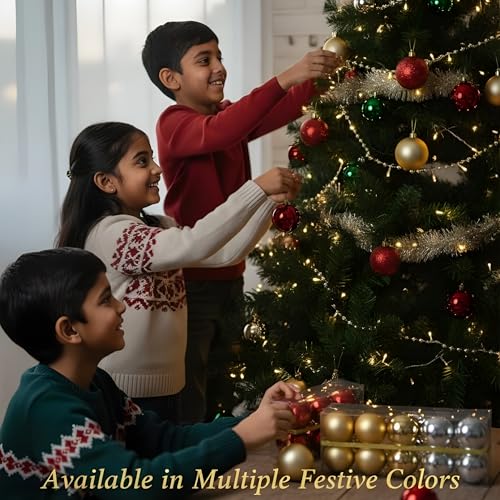 Image of Crackles Christmas Tree Hanging Balls 60MM (Set of 8) | Matt & Shiny Decorative Ornaments | Xmas Tree Decoration Items for Home, Office & Party -Random Colors