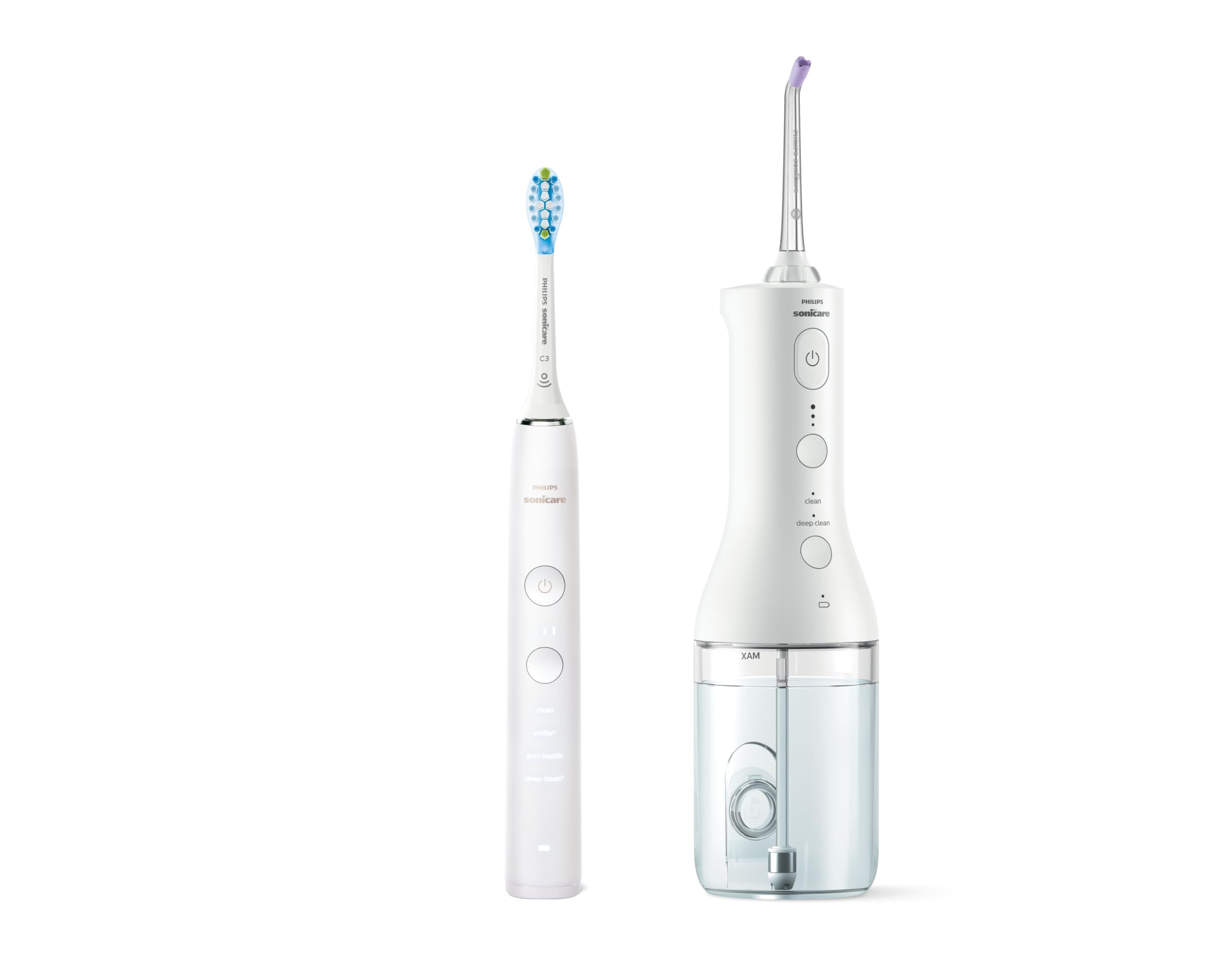 Philips Sonicare Power Flosser 3000 senza fili e spazzolino elettrico 7100 – Idropulsore con tecnologia Quad Stream, Next-Generation Sonicare, sensore di pressione e app, HX3887/41