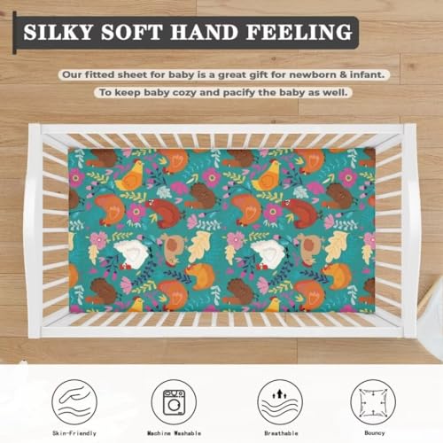 Image of Rooster Hen Baby Crib Sheets Neutral Nursery Bedding Sets Soft&Comfortable Fitted Sheet for Baby and Toddler Beds Crib Covers Safe and Breathable