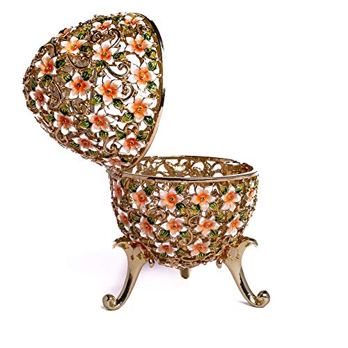 Keren Kopal Flowers Decorated Faberge Egg Trinket Box Russian Egg Decorated With Austrian Crystals Collectors Easter Egg #TOP3