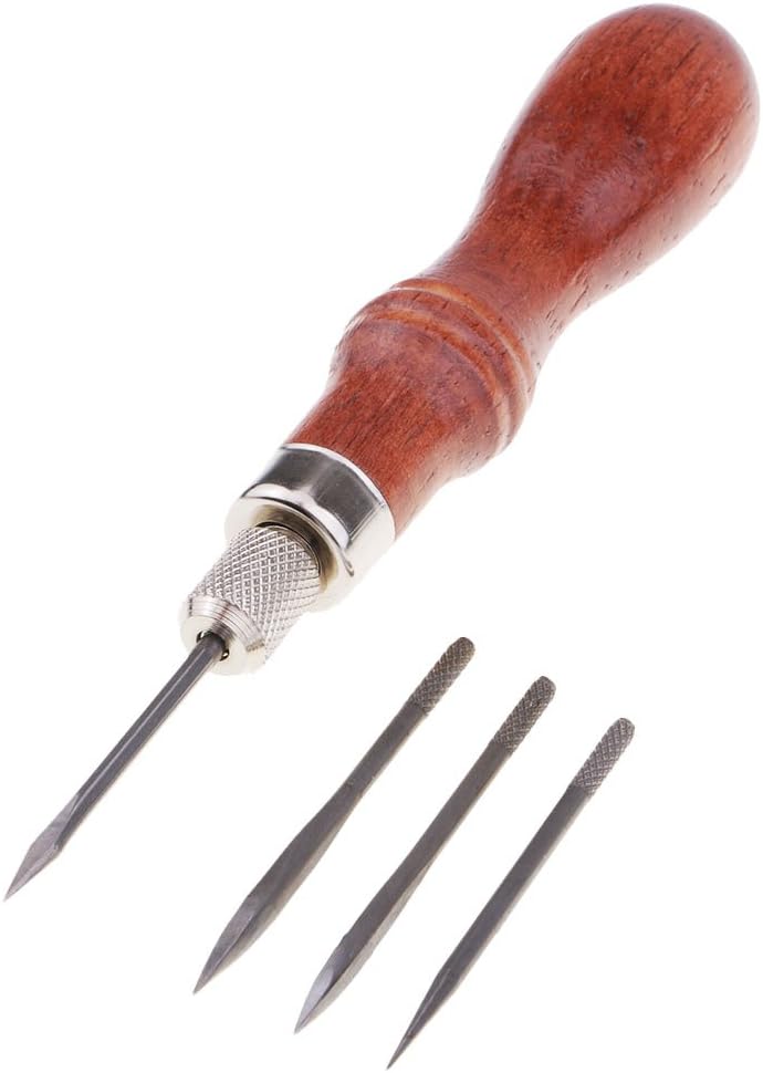Wooden Taper-Shank Canvas Leather Sewing Awl Hand Stitcher Shoes Repair Tool