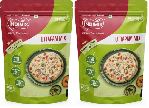 Image of INDIMIX Instant Uttapam Mix 500g | Ready-to-Cook South Indian Breakfast | Soft & Fluffy Uttapam in 3 Easy Steps | Authentic Homemade Taste | Quick & Convenient (Pansari) (Pack of 2)