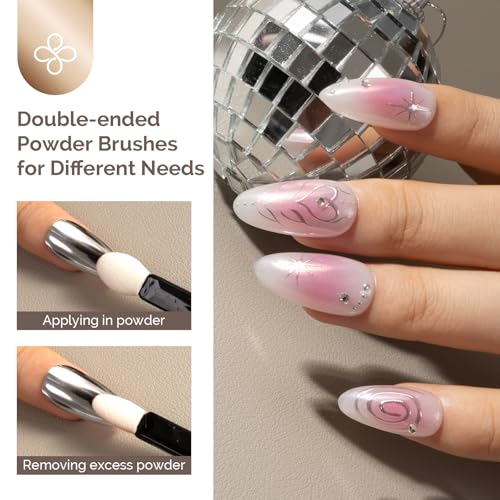 Image of MelodySusie 2Pcs Chrome Nail Powder for Gel Nails,Metallic Mirror Effect Pigment Stylish and Technological Fine Glitter for Home DIY Salon Use