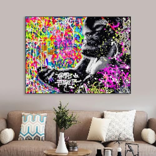 Affiche de singe graffiti TONGYINLI toile d'art colorée 60x90cm sans cadre pour bureau