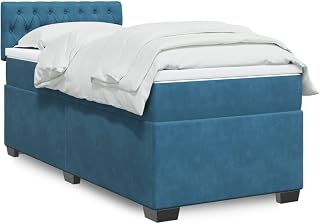 LLEZKBR Camas y accesorios-Camas y marcos de cama-Cama con somier con colchón, color azul oscuro, 90 x 200 cm, terciopelo