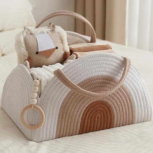 YUEMING Organizador de pañales para bebé, organizador portátil para pañales con compartimentos y asas, cesta para cambiar pañales, organizador para pañales, regalos para recién nacidos (blanco)