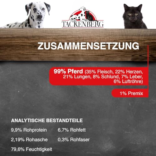 TACKENBERG Pferd Pur Nassfutter Dose für Hunde - Hundefutter in Premiumqualität - natürlich getreidefrei, 6 x 200 g