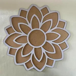 Rangoli Stencil Mat with Base for Diwali Decoration. Easy Just Fill it Up, DIY Art & Craft Island Kit, Reusable for Door Entrance Floor Mandir Puja (12 inch)