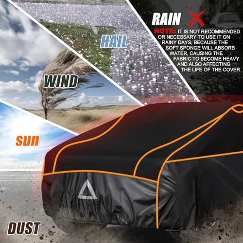 Image of Specialized Hail Protector Replace for Tesla Cybertruck, Multi-Layered Car Hail Blankets Protector Cover with 5mm Thick High Density EVA Cushioning Foam Pad and Reflective Stripes (Black)