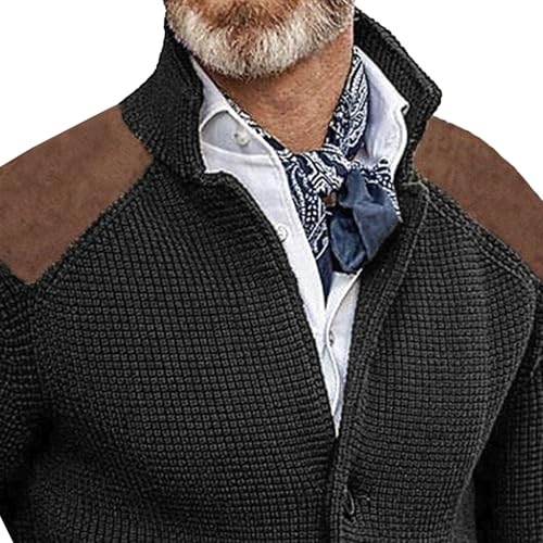 Mens Button Down Cardigan Sweaters Shawl Collar Warm Winter Chunky Cardigans Slim Fit Knitted Sweater with Pockets3