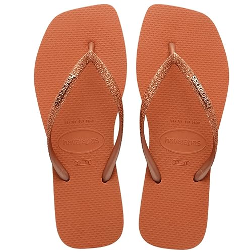 Havaianas Square Glitter Femme Sandales Bleu à bout carré et paillettes