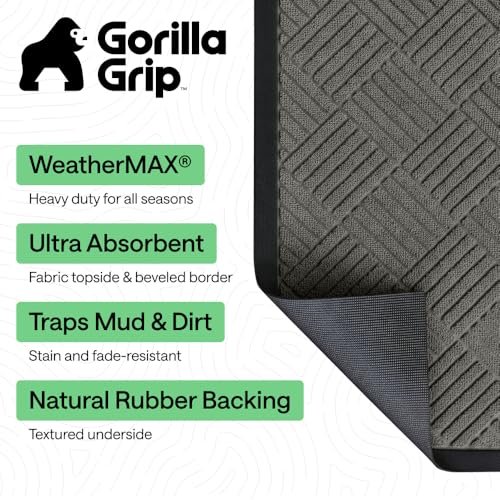 image for GORILLA GRIP 100% Waterproof All-Season WeatherMAX Doormat 35x23, US D