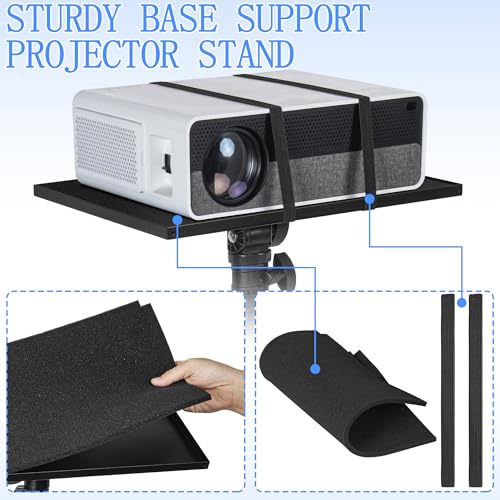 AKOZLIN Projektor-Stativ mit 2 Ablagen und 4 Beinen, tragbar, höhenverstellbar (65–130 cm), 180° drehbar, für Projektoren und DJ-Equipment