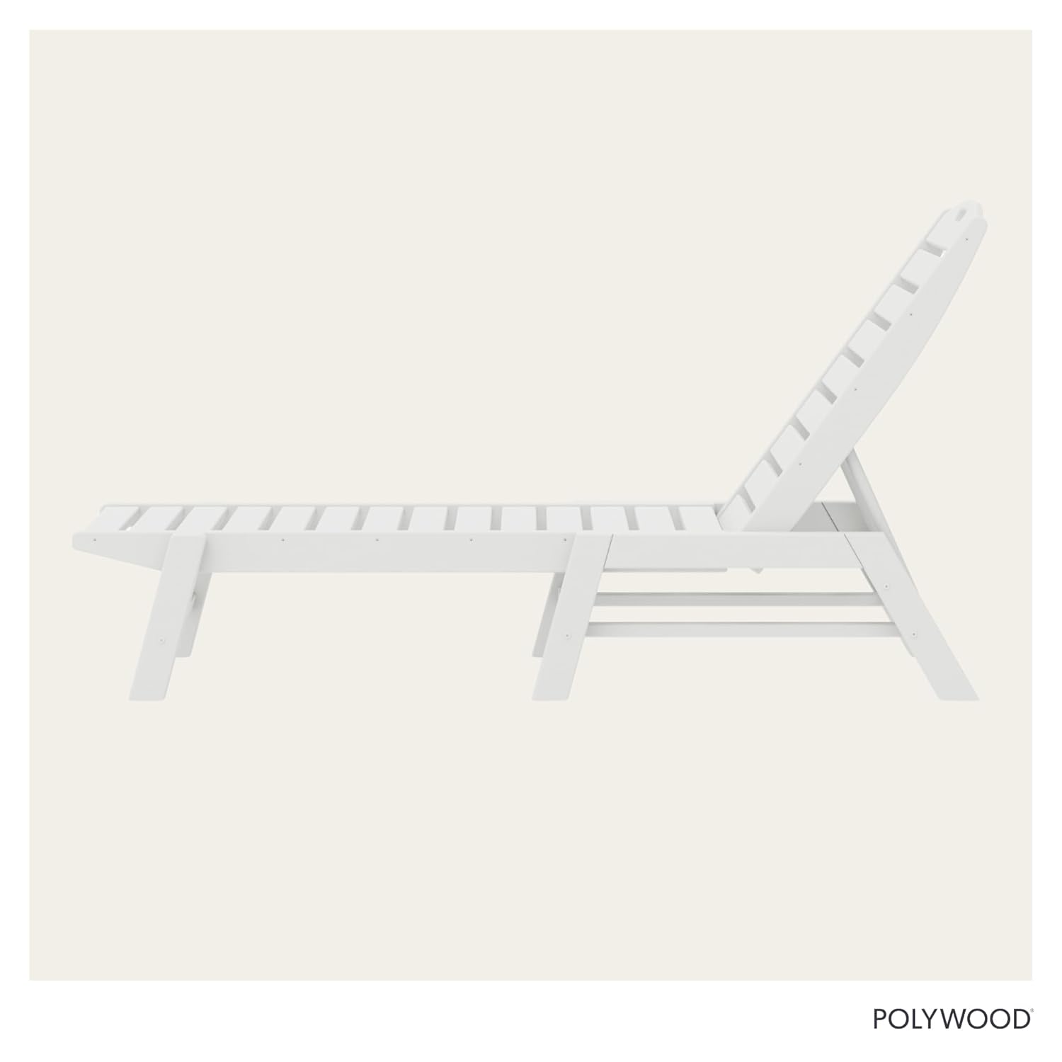 POLYWOOD NAC2280WH Nautical Patio Chaise, White