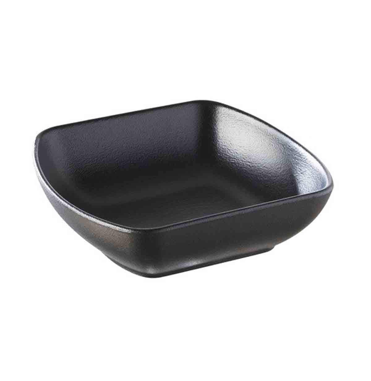 Visiodirect Lot de 12 raviers carrés en Porcelaine Noir - 25 cl