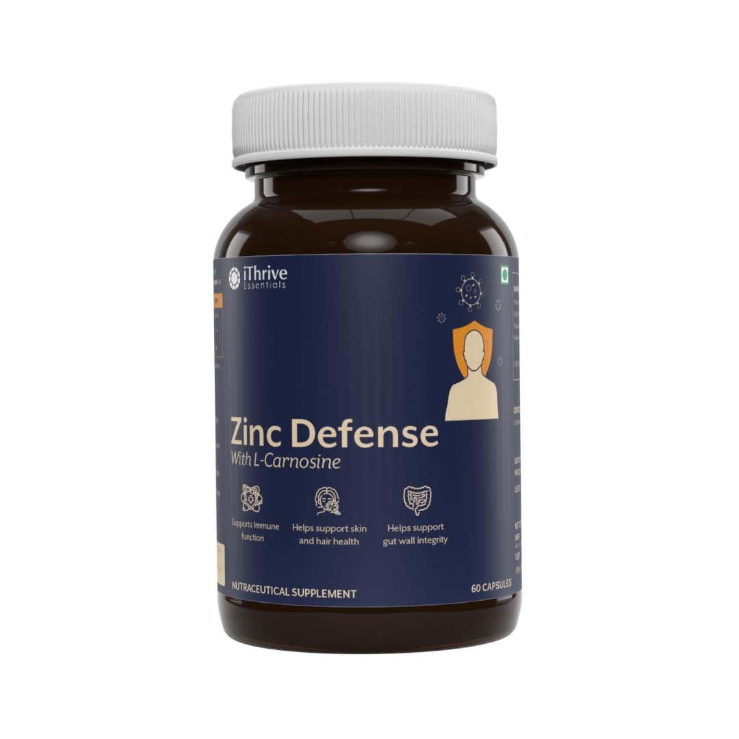 iThrive Essentials Zinc Defense - Immune and Neurotransmitter Support, Alleviates Diarrhea, Combats Acne and Hair Loss, Antioxidant Boost - 60 Capsules-image-41