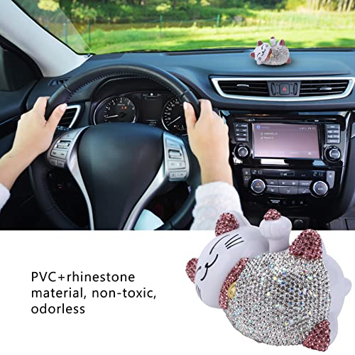 Miosugo Glückskatze Auto Dekoration,Strass-Glückskatzen-Dekoration,Glückskatze mit Strasssteine,Abnehmbare Armaturenbrett Deko Katze,Armaturenbrett Ornament,Universelle Autoinnenraum Dekoration