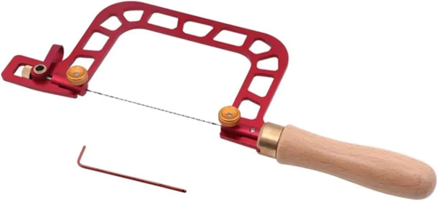 AVIMYA Woodworking Coping Saw Aluminum Alloy Frame with Diamond Wire for Jade Stone Ceramic Glass Wood Metal Accurate Cutting (Color : Red)