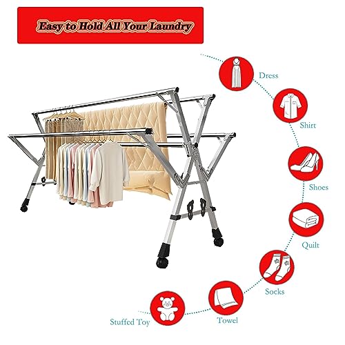 Séchoir extensible balcon et jardin étendoir mobile inox