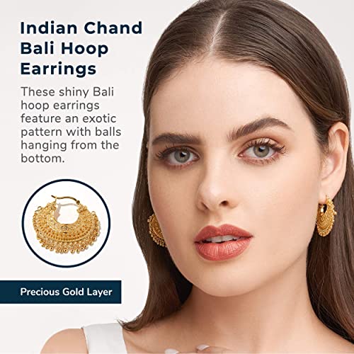 MORGAN & PAIGE Bronze 18K Yellow Gold Hoops Plated Indian Gold Earrings for Women - Chandbali Hoop Earrings Indian Jewelry, Exquisite Chandelier Boho Hypoallergenic Gift for Her4